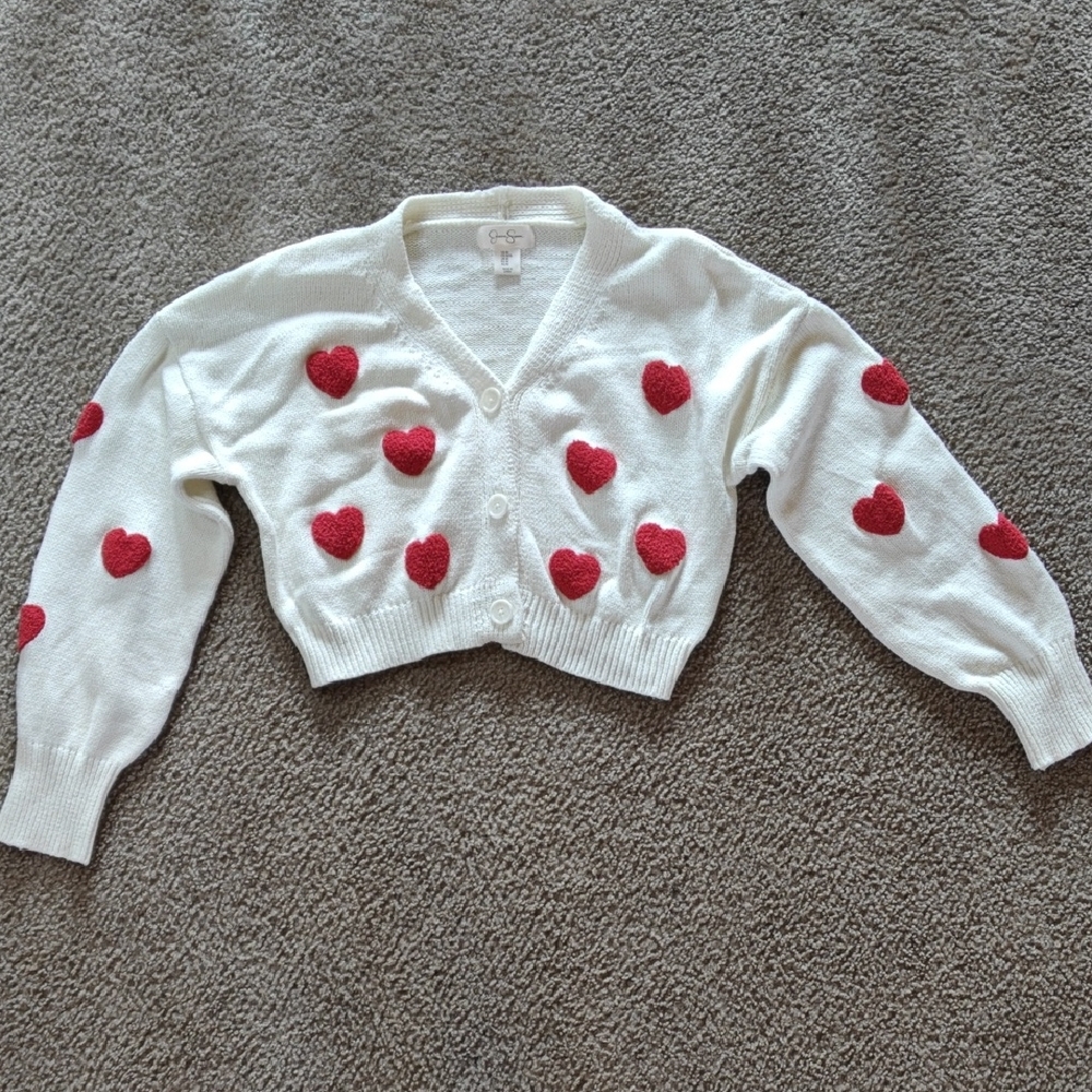 Jessica Simpson Heart Sweater/Cardigan Y2K Size Medium Cropped